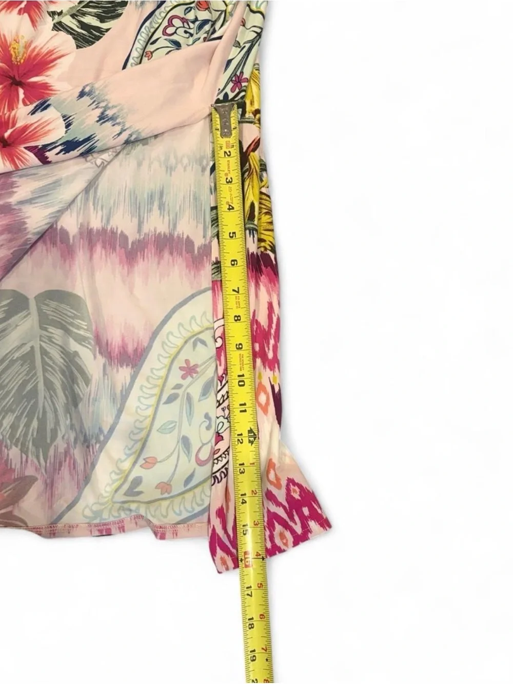 Chico’s 1 Tropical Floral Paisley Maxi Skirt with Side Slit in Peach and Pink